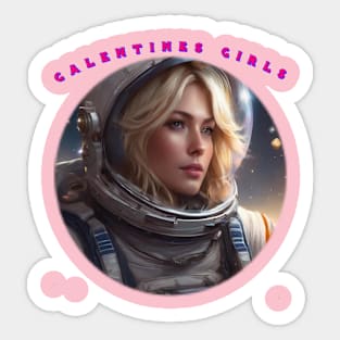 Blonde spacewoman galentine girl Sticker